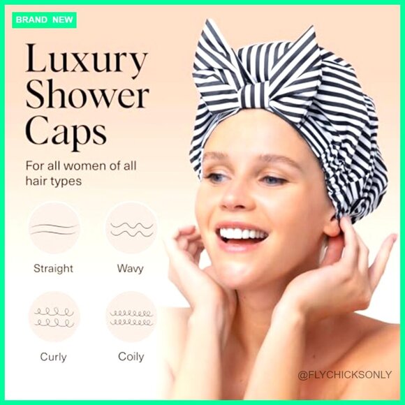 Large Reusable Waterproof Shower Cap Non-Slip Quick-Dry Hair Protection main image 6
